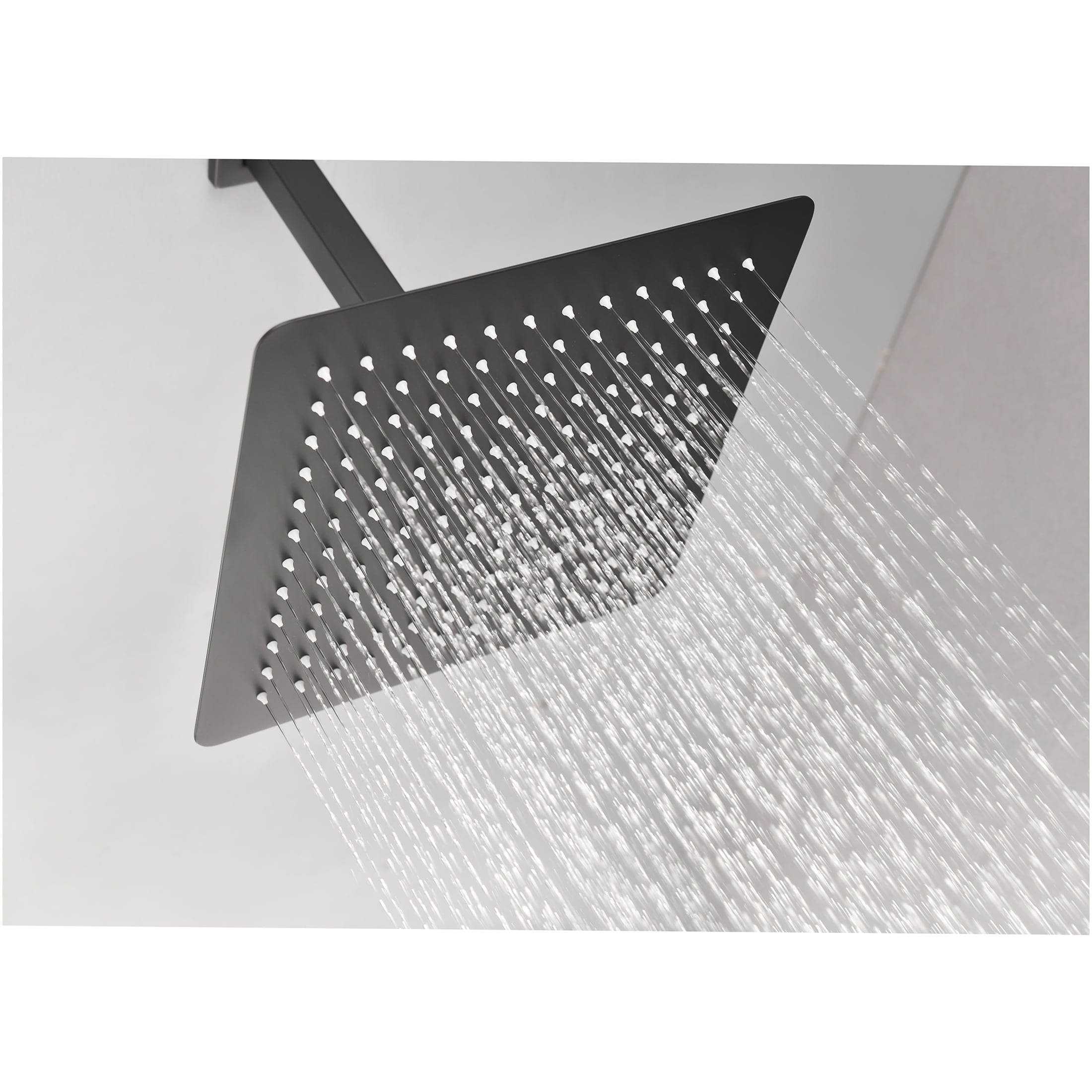 JERFIT Matte Black Rain Shower Head, 8 Inch High Pressure Rainfall Showerhead with Self-Cleaning Nozzles, Water Saving Luxury Stainless Steel Shower Panel for Relaxing Spa Experience