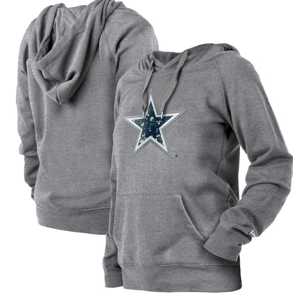 Women's New Era Gray Dallas Cowboys Floral Raglan Pullover Hoodie
