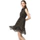thumbnail image 4 of Vestido De Cóctel Con Volantes Y Estampado Metálico Sin Mangas Con Cuello Alto Y Lunares Para Mujer Negro XS, 4 of 6