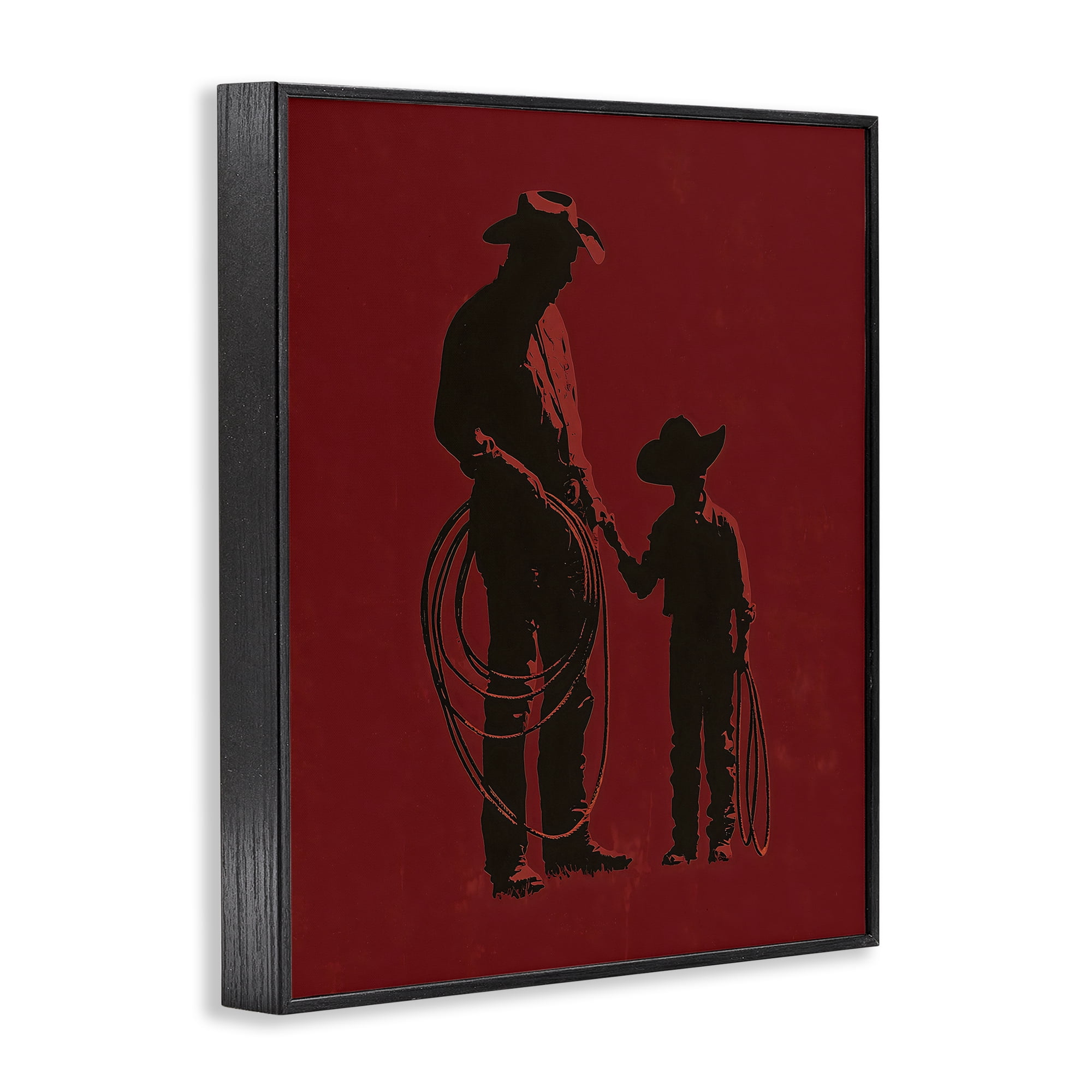 Burgundy Cowboy Father & Son Black Framed Giclee Art, design by Arlington Prints