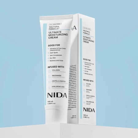 NIDA Youthful Formula Moisturizing Cream Collagen, Nida Crema Coreana Niacinamide, Hyaluronic Acid, Bifida / Wrinkles,Dark Spots, Dry Skin,Skin Complexion Redness & More M Centella Asiatica