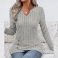thumbnail image 4 of Tunic Sweaters for Women Long Sleeve Shirts V Neck Tops Fall Winter Ribber Knit Pullover Blouse Gray M, 4 of 5