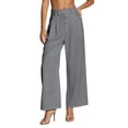 thumbnail image 2 of Karymi Shorts for Women High Waist Button Front Wide Leg Dress Pants, Solid Pleated Trousers with Elastic Waist, Straight Leg Suit Pants with Pockets Workout Shorts Women, 2 of 9