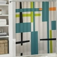 thumbnail image 5 of YANMS Abstract Teal Blue Green Grey Geometric Durable and Washable Shower Curtain in Multiple Sizes White, 5 of 6