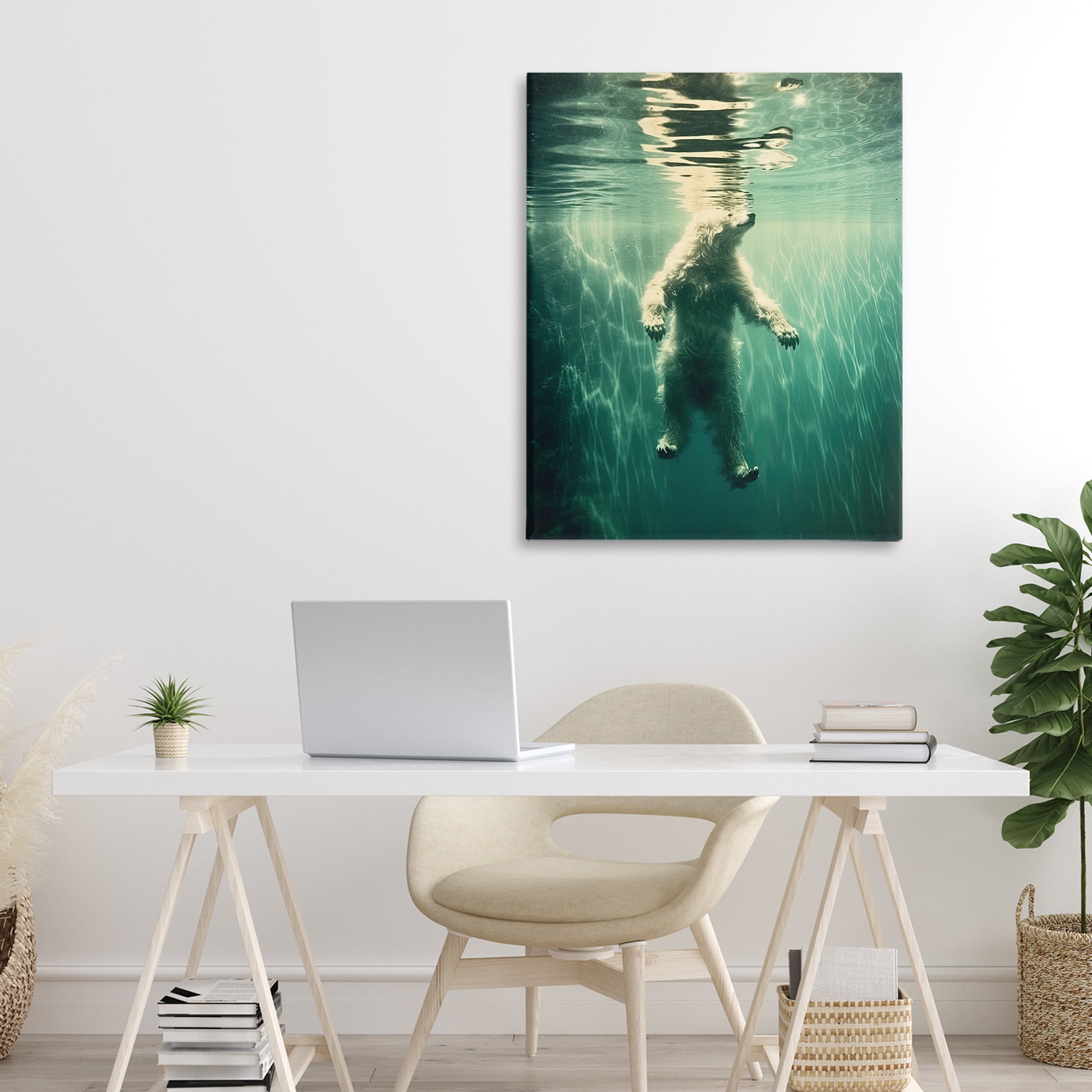 Floating Bear Underwater Canvas Wall Art, design by Decent Exposures