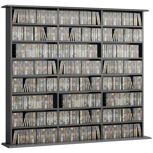 HOMCOM Armoire de Rangement Multimédia, Étagère à DVD à 8 Niveaux pour 1032 CD Ou 594 DVD