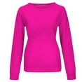 thumbnail image 4 of VKEKIEO Sweatshirts Women Crew Neck Long Sleeve Solid Walking Hot Pink Polyester Sweatshirts For Women Loose Fit, 4 of 5