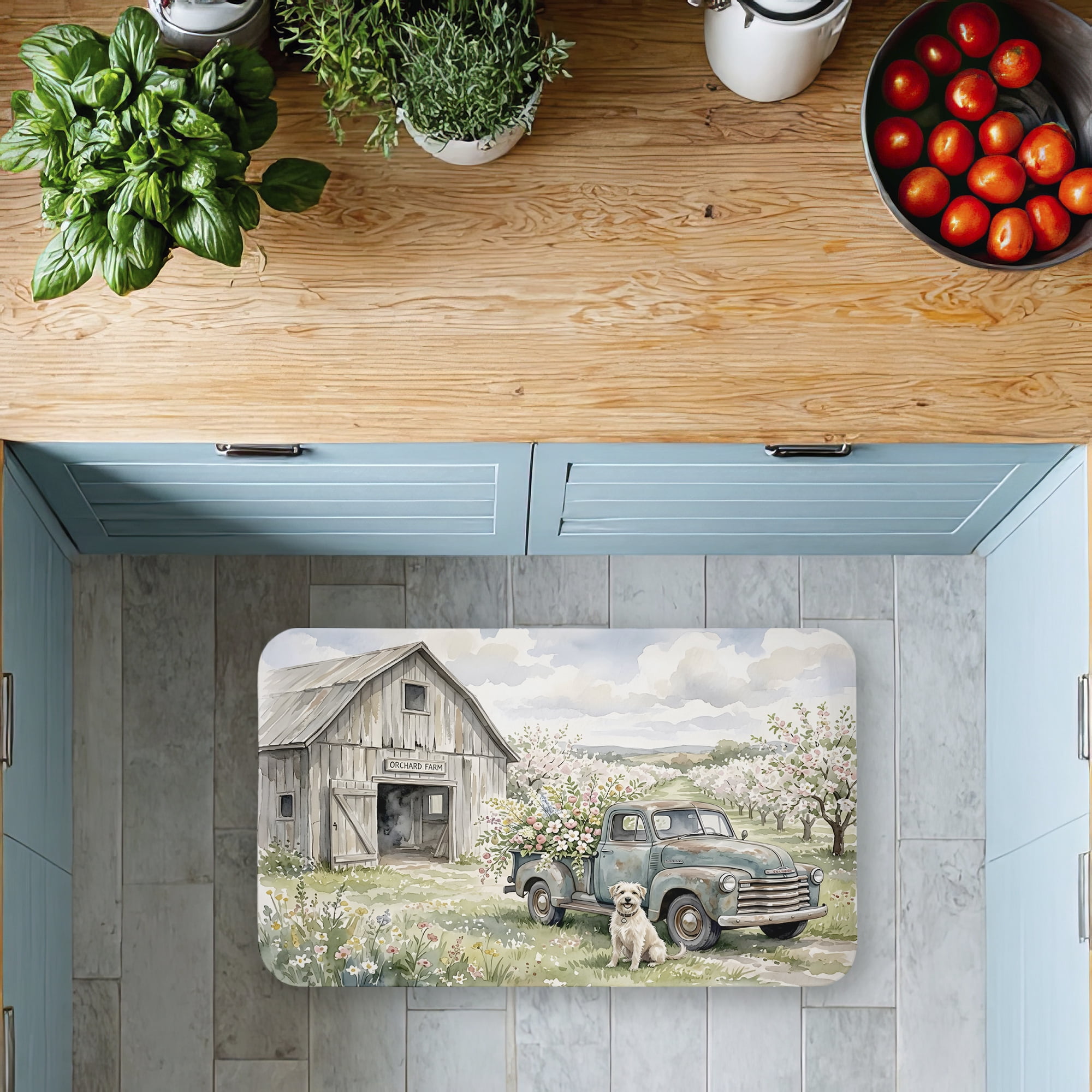 Stupell Industries Happy Dog at Orchard Farm Printed Anti-Fatigue Floor Mat, design by Tabz Jones