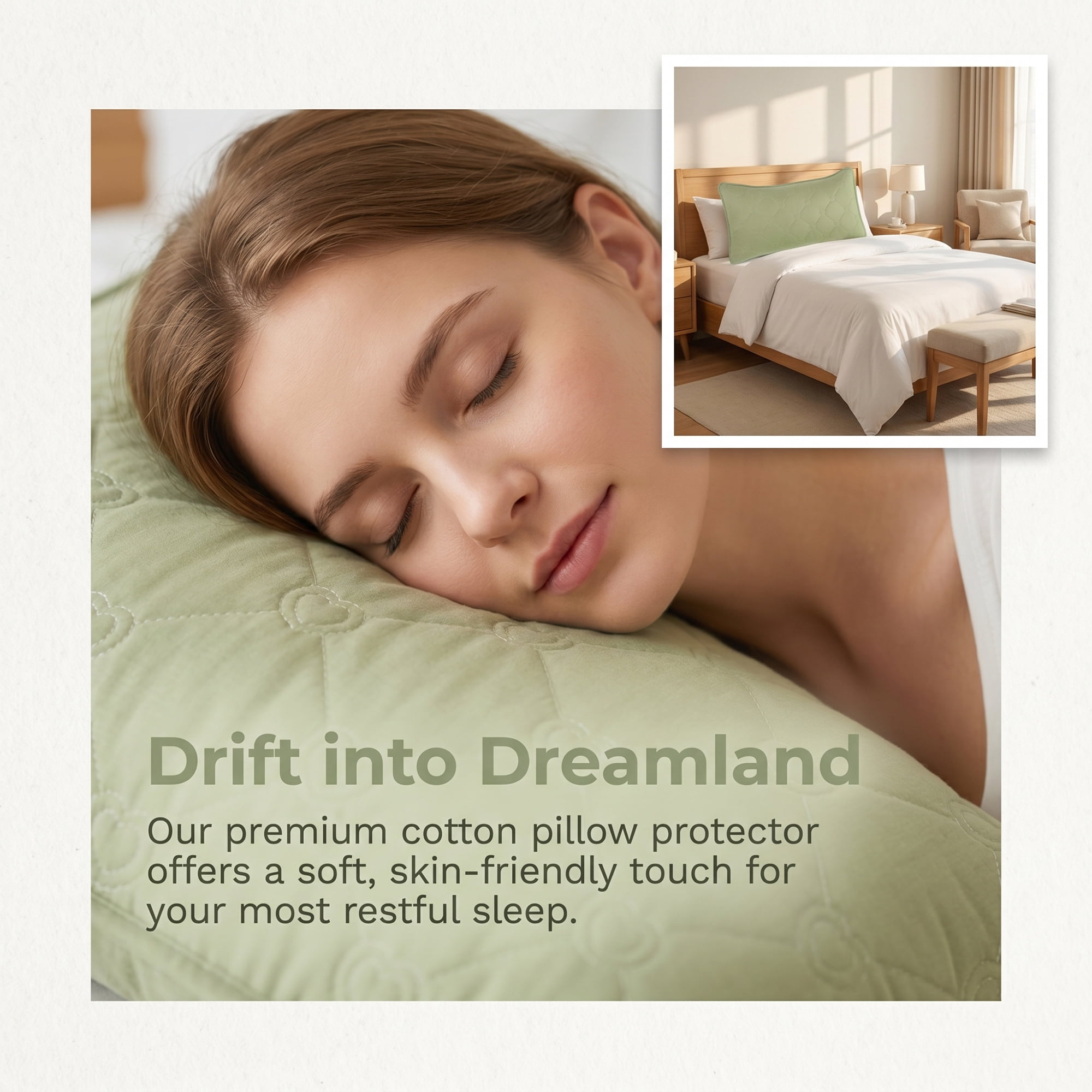 Unique Bargains 2-pcs Heart-shaped Polyester Comfortable Quilted Pillow Protector Green
