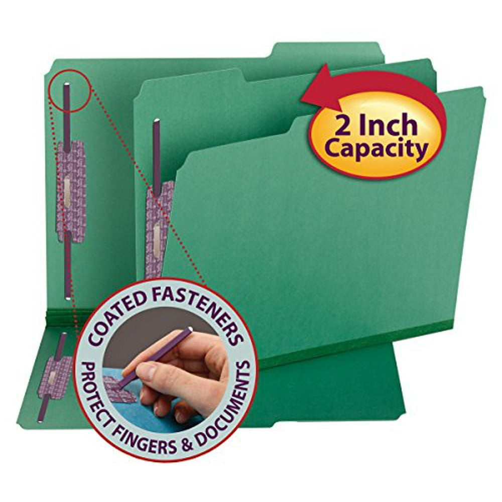 Smead Fastener Folders Safe SHIELD Fasteners in Positions 1 & 3 1/3Cut