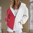 thumbnail image 2 of Timegard Zip up Hoodies for Women Long Sleeve Color Block Sweatshirts Fall Winter Loose Comfy Jacket, 2 of 5