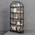 thumbnail image 5 of Casendy 72.83" Tall Arched Bookshelf, 5 Tier Bookcase Metal Frame Book Shelf Display Storage Shelves for Living Room, Home Office, Black (11.02"L x 40.94" W x 72.83 "H), 5 of 7