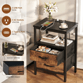 thumbnail image 4 of LIFERECORD Night Stand with 2 Fabric Drawers, Nightstand with Charging Station, End Tables with Storage Shelf for Small Spaces, Bedside Table Side Tables for Bedroom, Black & Brown, 4 of 7