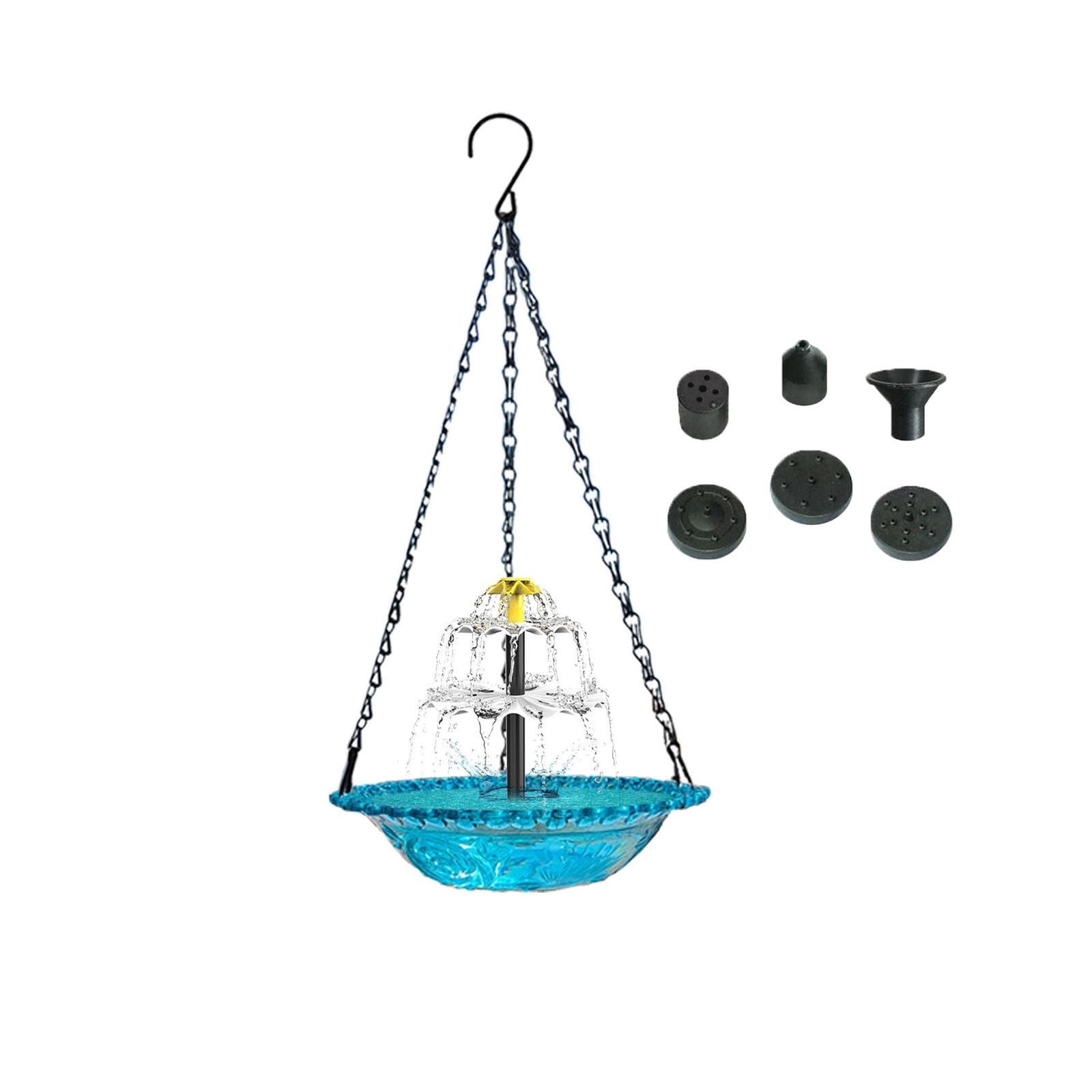 Hanging Solar Bird Bath Fountain 3 Layers, 9.84''W Bird Bath Bowl with Solar Powered Pump for Outdoor Garden Backyard Patio Lawn, Wildlife Feeder