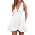 thumbnail image 1 of Mini vestido de verano para mujer de Lucakuins, vestido corto sin mangas con escote en V profundo informal a la moda para vacaciones en la playa Lucakuins  moda, 1 of 5