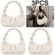 thumbnail image 1 of Bolso Mujer Cuero Pu Plisado Color Sólido Versátil Casual 3 Piezas 6072 Beige, 1 of 9