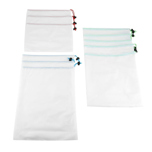 11 bolsas de malla con cordón reutilizables, bolsas para guardar frutas y verduras, juguetes, bolsas de compras