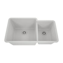32" x 19" Quartz Kitchen Sink, 60/40 Double Bowl Sink, Drop-in Sink, Undermount Sink, Granite Kitchen Sink, Galaxy White Kitchen Sink by Lexicon Platinum LP-6040-W-SO