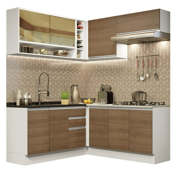 Cocina Integral Esquinera Madesa Glamy Sin Tarja Marron Madesa Glamy