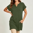thumbnail image 3 of TGSLY Women's V Neck Tunic Tops Dressy Casual Short Sleeve Solid Color Shirts Relaxed A-Line Fit Curved Hem Blouses with Side Pockets XXXL, 3 of 7