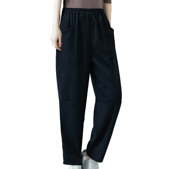 Turilly Long Pants for Women Women's New Versatile Corduroy Pants High Waist Loose Large Striped Plush Casual Harlan Pants