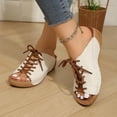 thumbnail image 5 of Women's Tie Wedge Slippers-Women's Solid Color Fish Mouth Sandals,Lace Up Thick Sole Slides Sold by WHLBF 36, 5 of 9