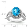 thumbnail image 2 of Sterling Silver Rhodium Oval Checker-Cut Blue Topaz Ring - Size 7, 2 of 2