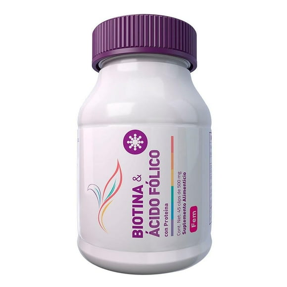Suplemento alimenticio Essential Nutrition Biotina y Ácido Fólico 45 cápsulas de 500 mg