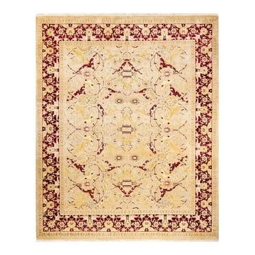 Hand-Knotted Wool Oriental Traditional Yellow Area Rug 8' 3" x 10' 1"