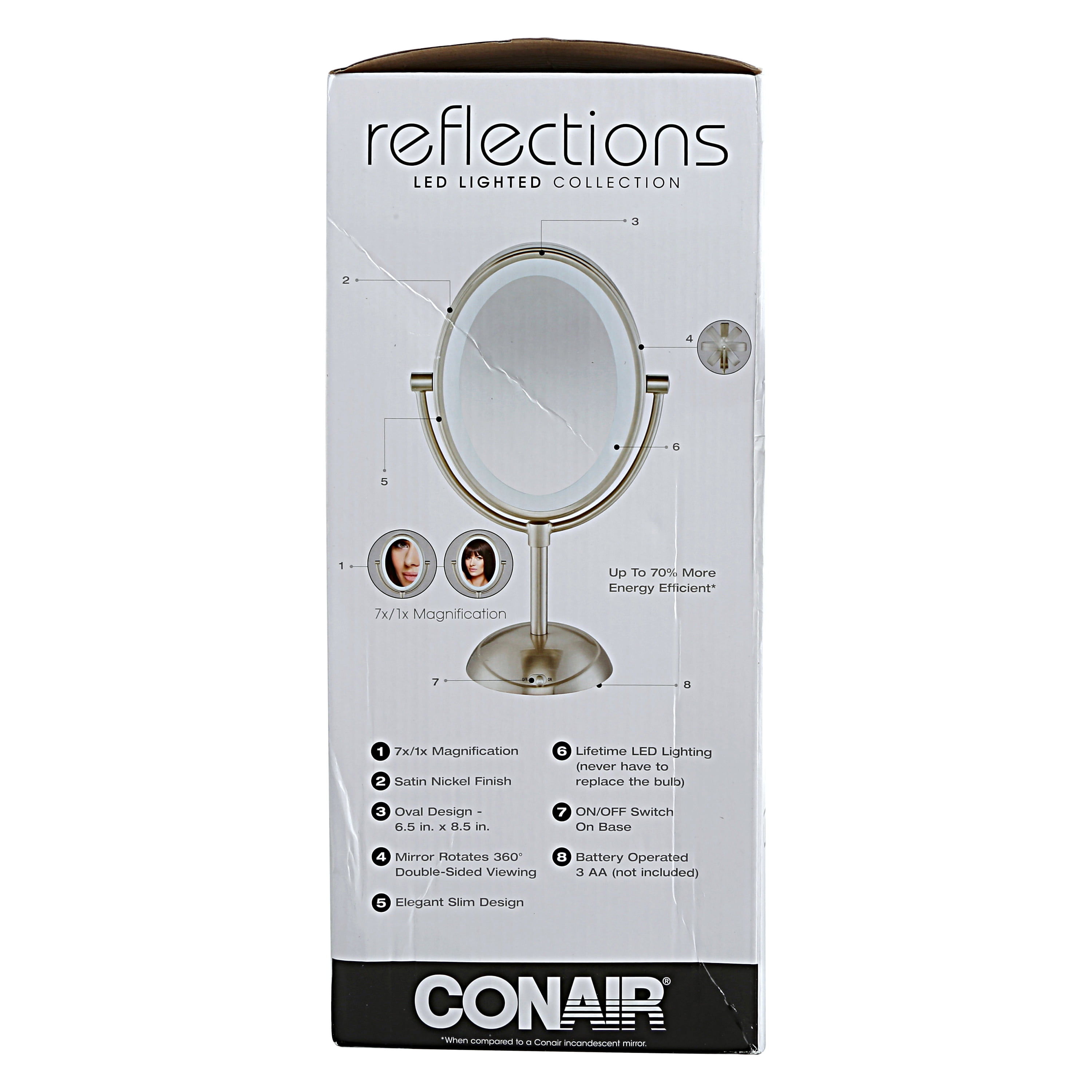 Conair Double Sided Lighted Vanity Mirror With Led Lights - Conair Double Sided Battery Operated Lighted Makeup Mirror Conair Double Sided Lighted Vanity Mirror With Led Lights - Conair Double Sided Battery Operated Lighted Makeup Mirror