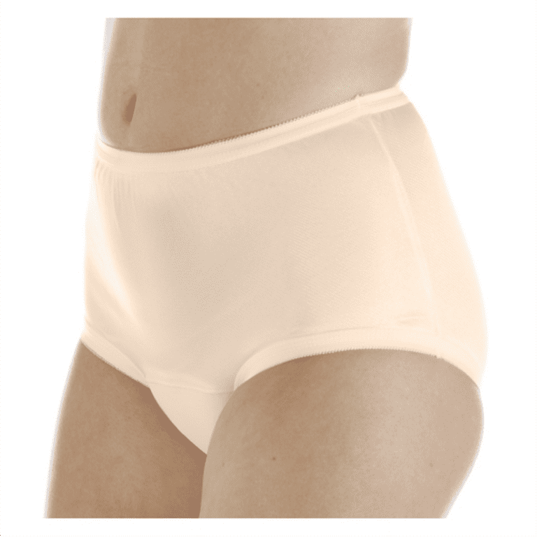 3-Pack Women's Nylon Regular Absorbency Incontinence Panties Beige 2X (Fits  Hip 45-48) 
