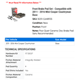 thumbnail image 2 of Front Brake Pad Set - Compatible with 2011 - 2016 Mini Cooper Countryman Base 2012 2013 2014 2015, 2 of 2