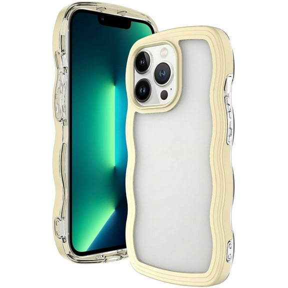 Case for Google Pixel 9/9 Pro,Solid Cute Curly Wave Frame Shape Shockproof Soft TPU Hard PC Bumper Protective Anti-Slip Girls Women Phone Case for Google Pixel 9/Pixel 9 Pro 5G,6.3" 2024 (Yellow)