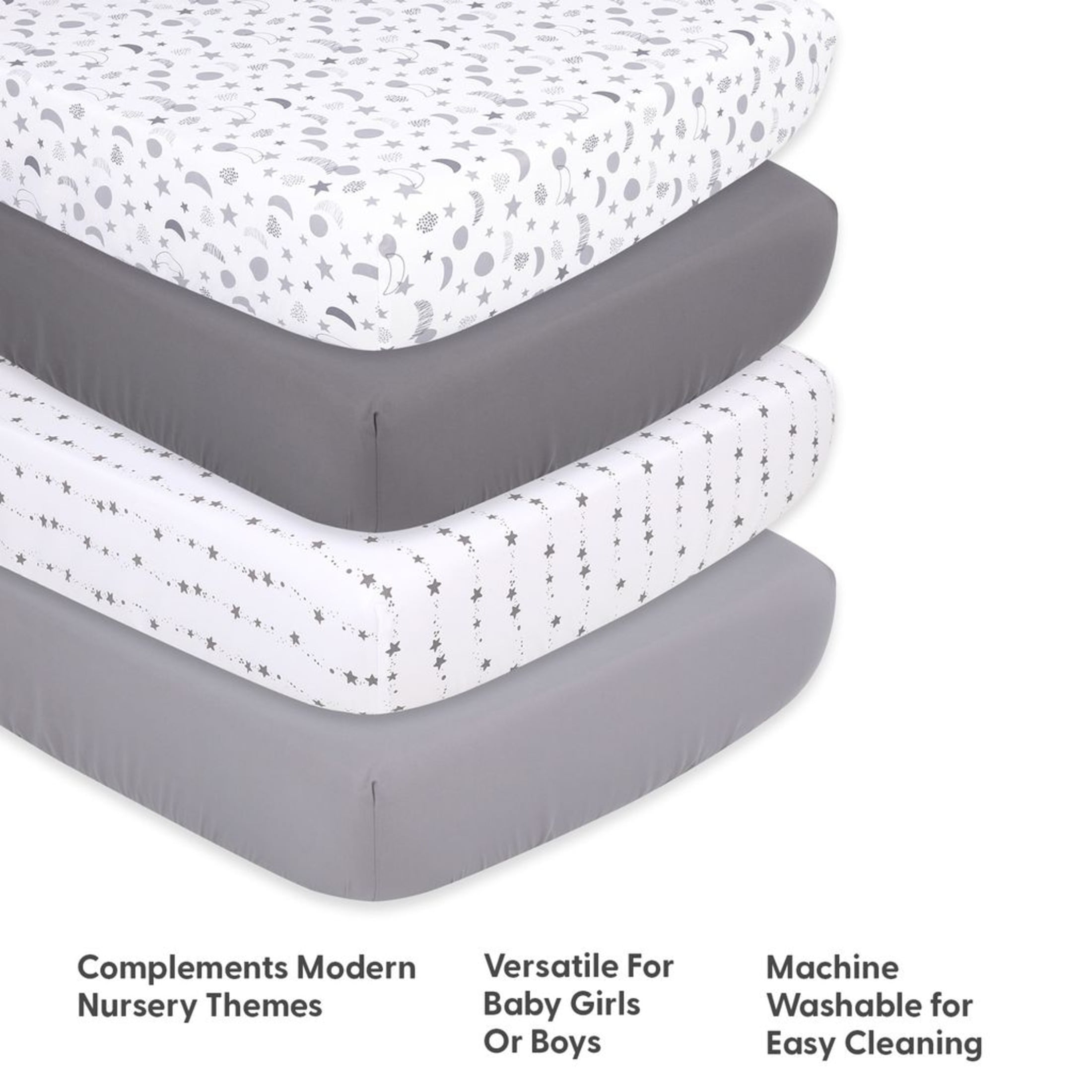 The Peanutshell Gray Celestial Galaxy Microfiber Sheet Sets, Crib, Washable (4 Pieces )