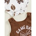 thumbnail image 5 of Baby Girl Fall Outfits Long Sleeve Football Romper + Overalls Dress + Headband Set Infant Clothes, 5 of 6