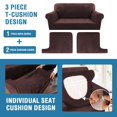 thumbnail image 3 of H.VERSAILTEX 3-Piece Velvet T Cushion Loveseat Slipcover, Stretch 2 Cushion Sofa Cover with 2 Separate T Cushion Covers, Non-Slip Furniture Protector, Brown, 3 of 7
