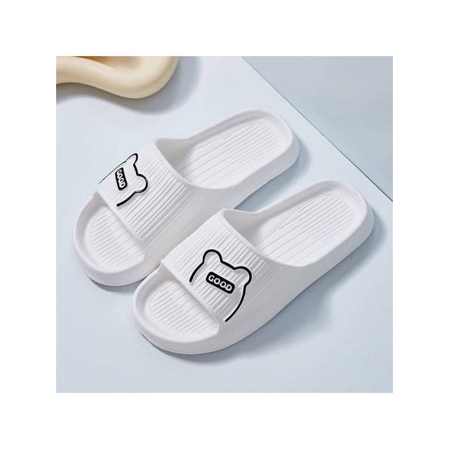 Preppy White Slippers For Women, Letter Graphic Single Band Slides