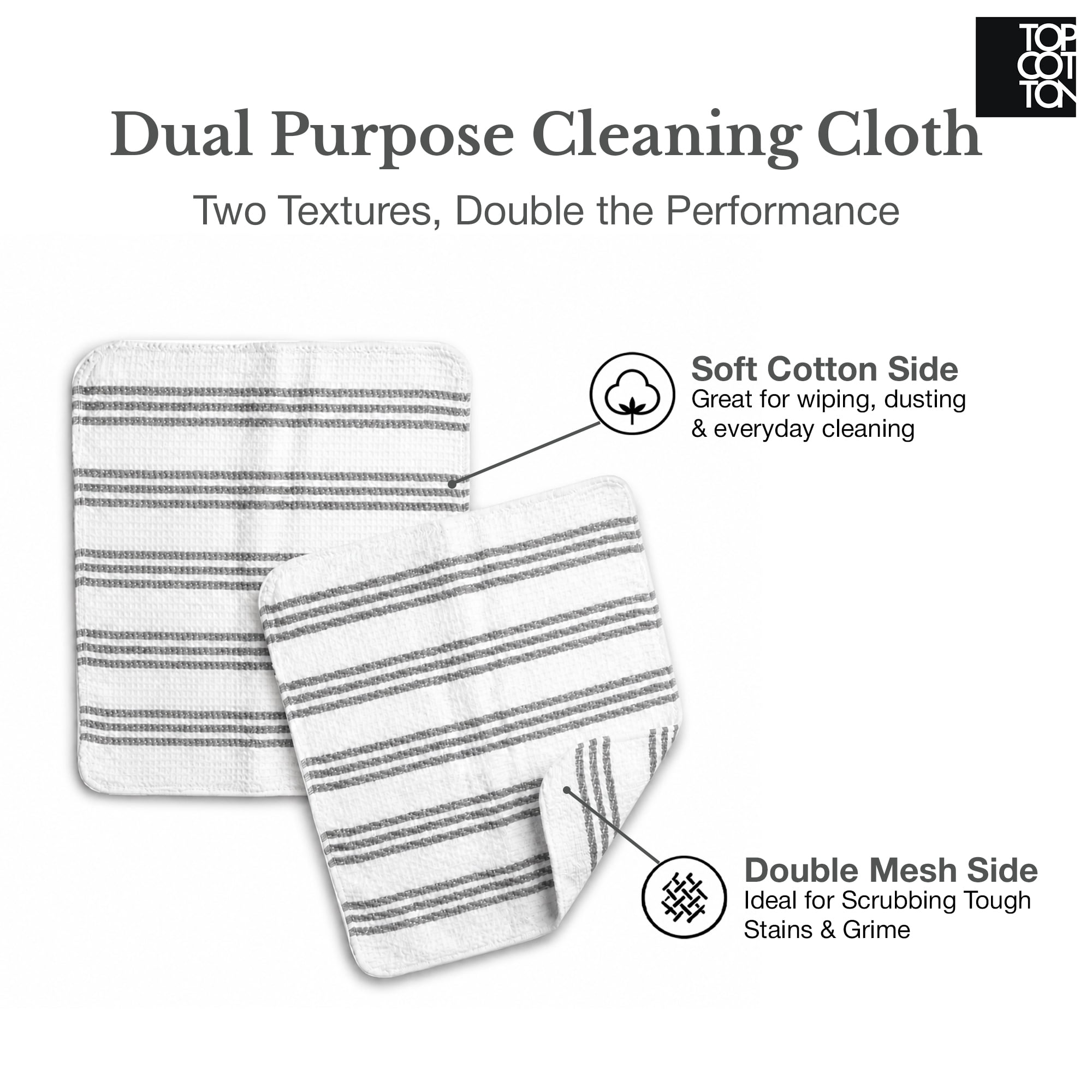 Top Cotton 20 Piece Kitchen Linen Set, Cotton Kitchen Towels, Dishcloths, Apron, Oven Mitts and Pot Holders (Ash Gray)