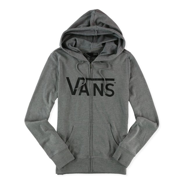 Sudadera con capucha Vans Conquered Zip-U para mujer, gris, grande Vans Sudadera