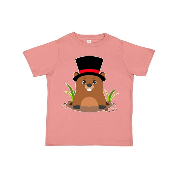Inktastic Groundhog Day with Groundhog in Top Hat Boys or Girls Toddler T-Shirt