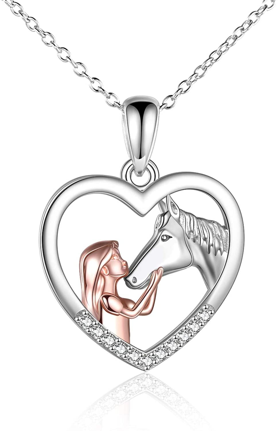 HORSE & WESTERN JEWELLERY JEWELRY 925 STERLING SILVER LADIES OPEN HORSE NECKLACE 