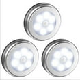 thumbnail image 1 of Lámpara LED inalámbrica de 3 piezas con sensor de movimiento para armario, escalera, pasillo, cocina y dormitorio (cubierta plateada (luz blanca)), 1 of 5