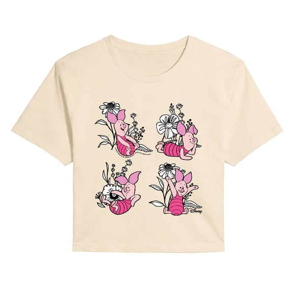 Winnie the Pooh - Piglet Flowers Cropped Graphic T-Shirt