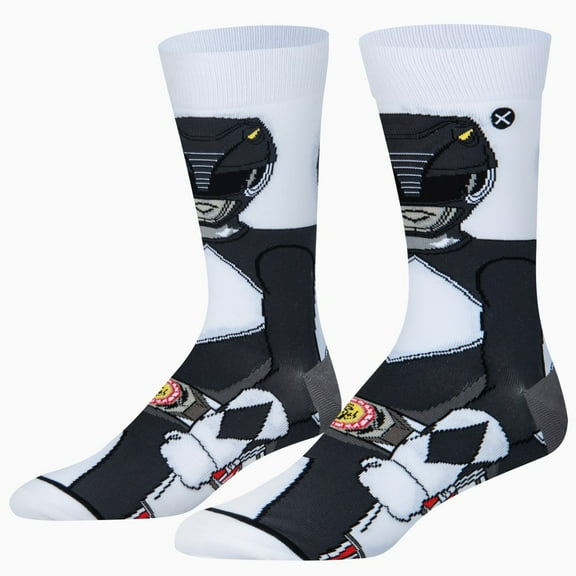 ODD SOX Mighty Morphin Power Rangers Black Ranger Crew Socks Large Sizes for Men, Women & Kids –