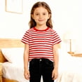 thumbnail image 4 of T-shirt Classique à Rayures Col Rond pour Enfants Manches Courtes Décontracté Doux Confortable pour Jouer au Quotidien, 4 of 5