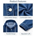 thumbnail image 3 of Smsaxvxz Women's Denim Hooded Jacket Fall Fashion Oversized Drawstring Button Jean Coat with Pockets Light Blue XL, 3 of 9