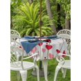 thumbnail image 2 of Outdoor Tablecloth with Umbrella Hole and Zipper, Red Gnomes Valentine's Day Round Table Cloth 60 Inch Waterproof Tablecloth, Love Heart Roses Vintage Picnic Table Cover for Patio Camping, 2 of 7