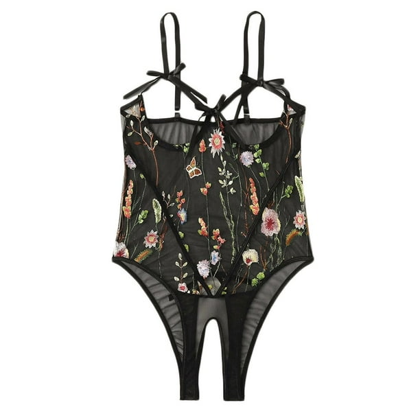 Gibobby Conjunto de lencería Sexy Lencería sexy para mujer, camisón de encaje con camisola de encaje para mujer lencería(Negro, CH)