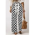 thumbnail image 2 of Black 2-Tone Checked Print High Waist Wide Leg Pants, 2 of 5