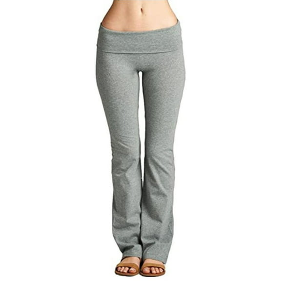 Margot Women's Elastic Loose Yoga Pants Yoga Pants Womens Plus Stretch Cotton Foldover Waist Bootleg Workout Yoga Pants Folded Waist Flared Yoga Pants